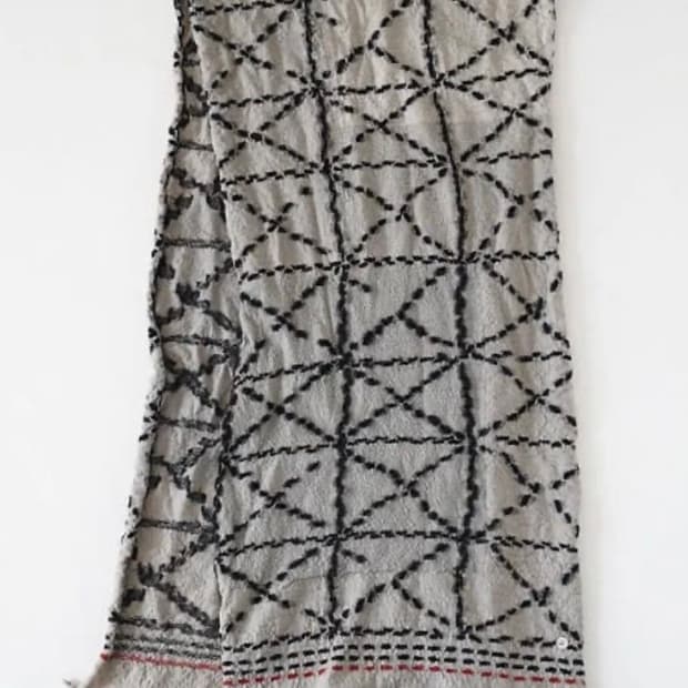 KAPITAL 융합 모직 사시코 HAPPY 머플러 축융 목도리 스카프