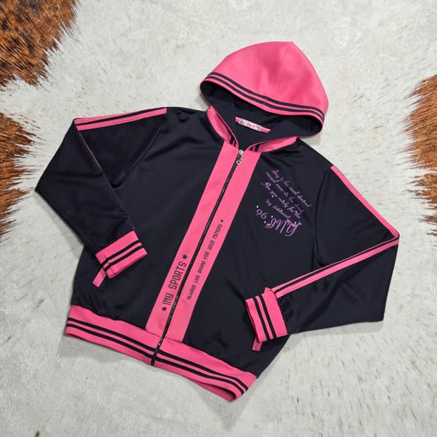 Y2K 키치 큐빅 후드 져지