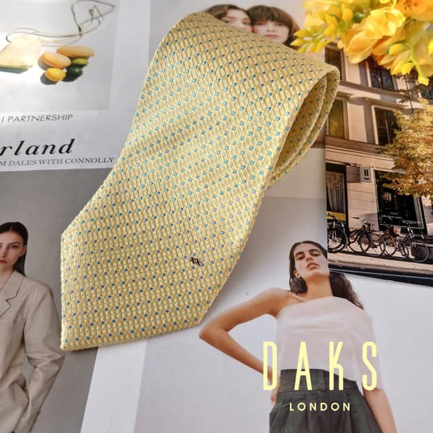 닥스 실크 옐로 도트 자카드 넥타이 8.8cm A+등급 A18932
