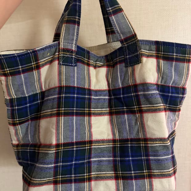 꼼데가르송 트리콧 체크 토트백