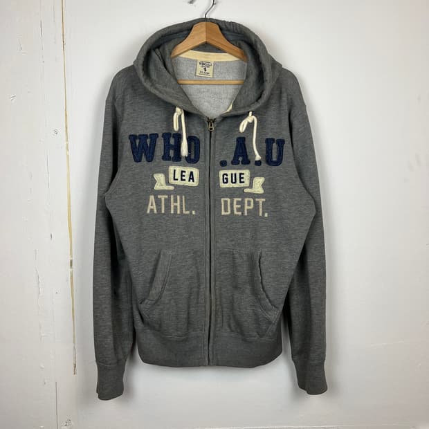 후아유 그레이 레터링 후드집업 XL