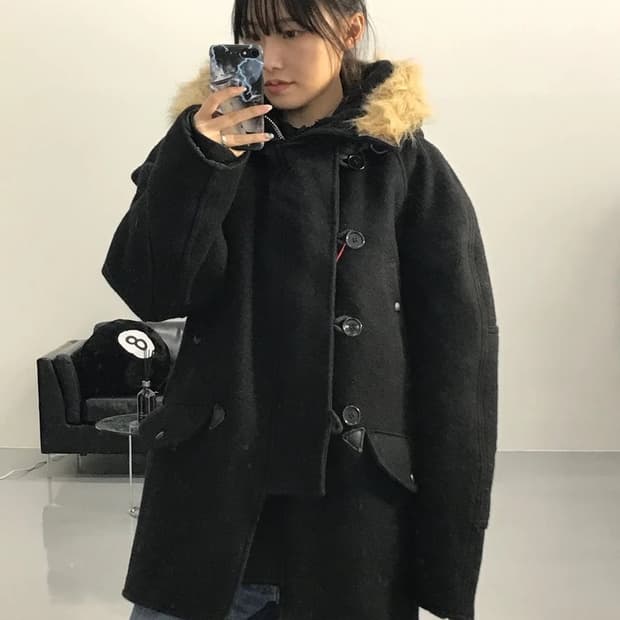 빈티지 쇼트 울 N3B 블랙 자켓
