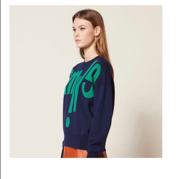 산드로 SANDRO  스마일 그래픽 네이비 니트 1사이즈