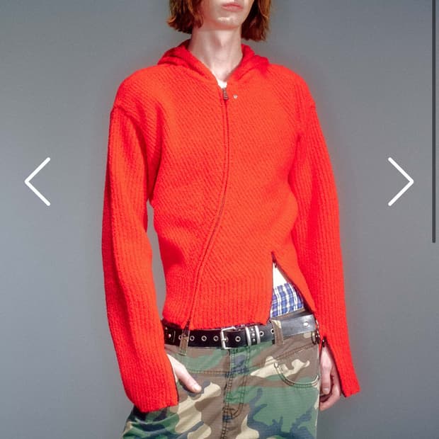 [L] vacant archive 후드 니트 레드