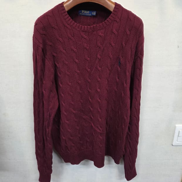 폴로랄프로렌 케이블 꽈배기 니트 xl 버건디