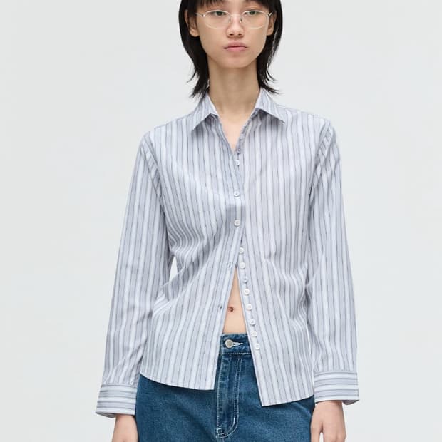 플리즈프로젝트 버튼 스트라이프 셔츠