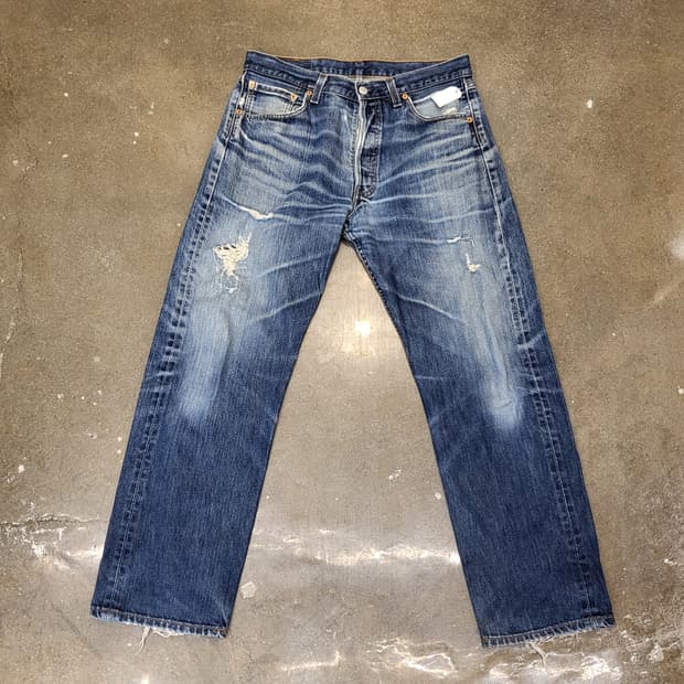 Levi's 리바이스 501 빈티지 데미지 워싱 청바지