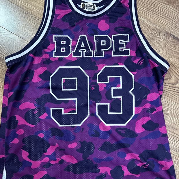 베이프 컬러 카모 바스켓볼 탱크 탑 퍼플 L