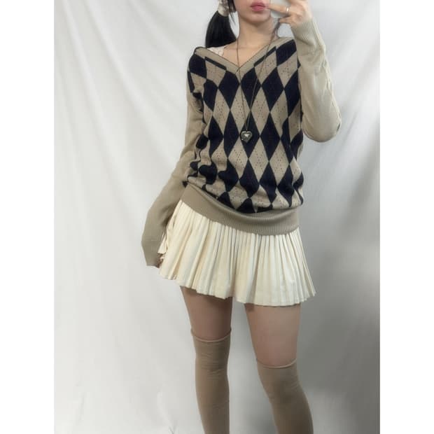 윈터 코튼 플리츠 스커트