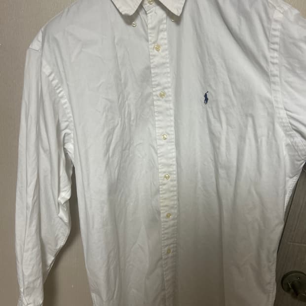 폴로 랄프로렌 코튼 엘라 화이트 버튼다운 포플린 커스텀핏 셔츠