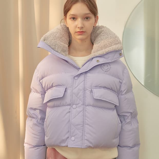 니어앤디어 라벤더 덕다운 숏 패딩 점퍼 프리사이즈