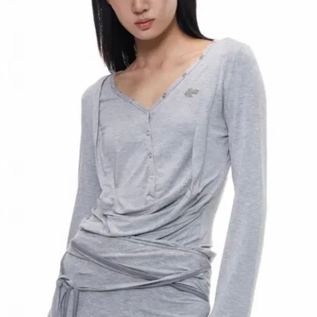 새상품) 2000아카이브스 드레이프드 헨리 탑