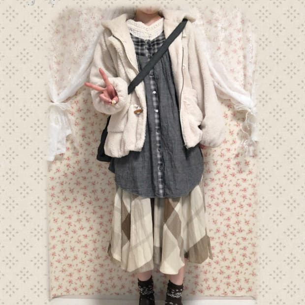 빈티지 모리걸 브라운 체크 스커트