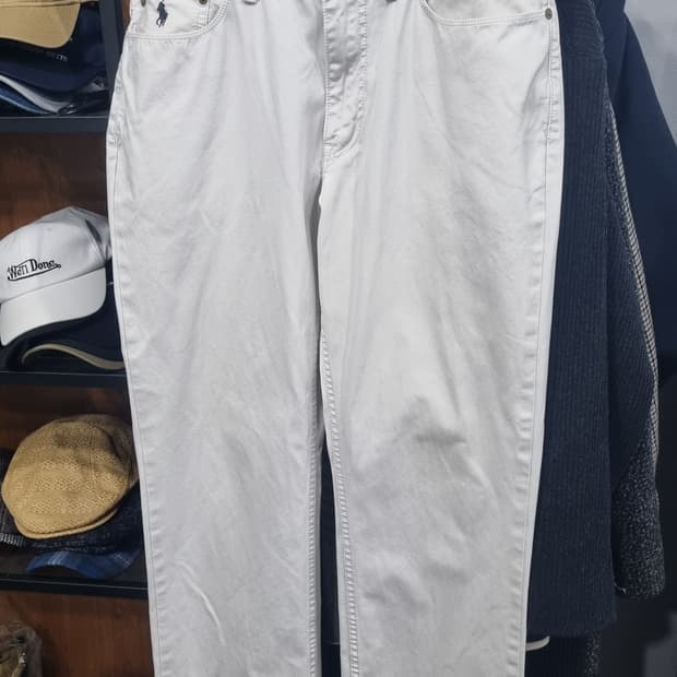 POLO 화이트 코튼팬츠 남성 34size