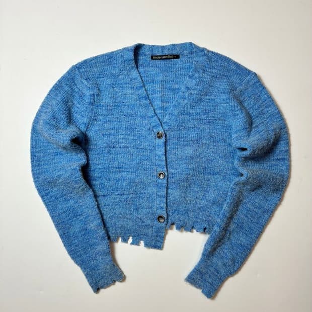 앤더슨벨 블루 루아 알파카 울 블렌드 비대칭 가디건 PN8770