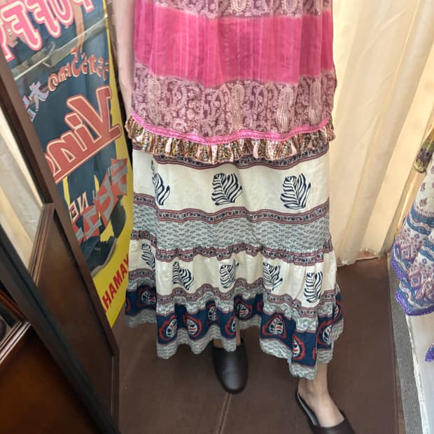jpn vintage leaf long skirt