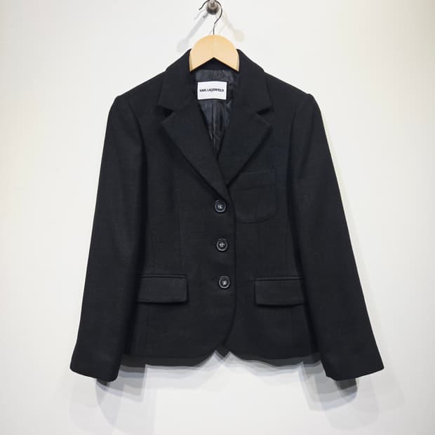 칼라거펠트 파리(KARL LAGERFELD) 블랙 울 혼방 자켓