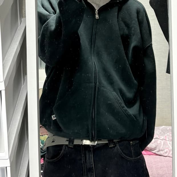 러셀 Russell 90s 후드집업 블랙 XXL 착용샷있음