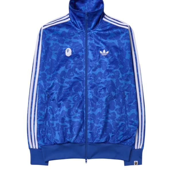 아디다스 x 베이프 올오버 프린트 트랙 탑 블루 xs