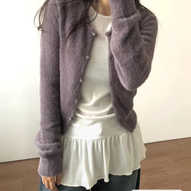 벤어웨이 코디세트 앙고라 니트 가디건 + 레이어드 나시 