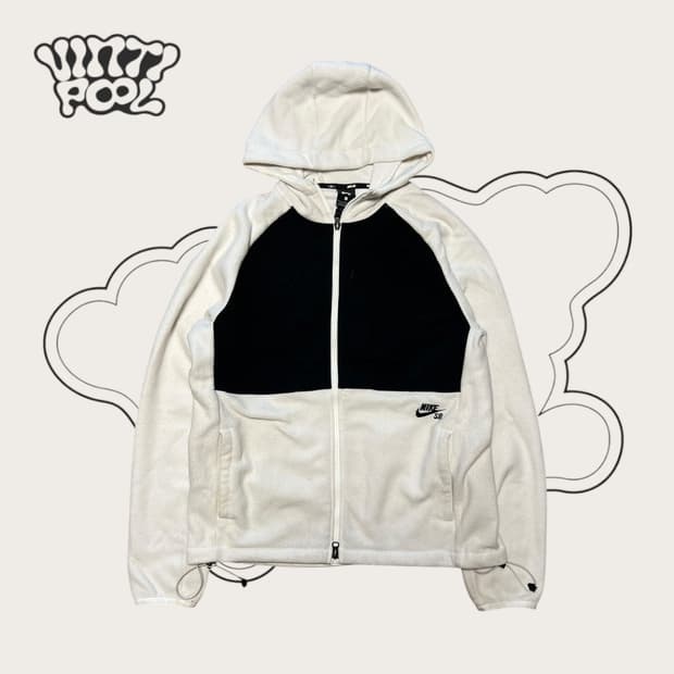 나이키SB 배색 플리스 후드집업 L 화이트