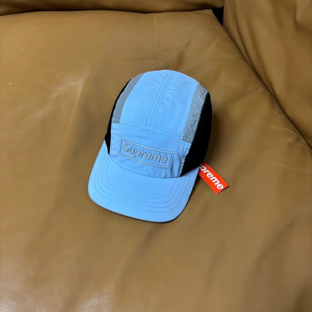 슈프림 캠프캡 모자 박스로고 사이드 메쉬 라이트 블루