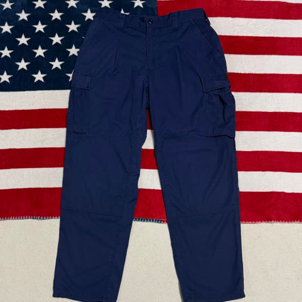 미군 ODU 립스탑 네이비 카고팬츠 밀리터리 더블니 팬츠 빈티지