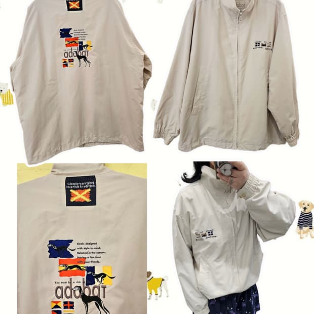 Adabat 베이지 자수 윈드브레이커