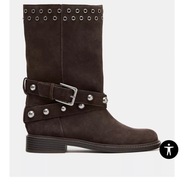 자라 스웨이드 스터드 앵클부츠