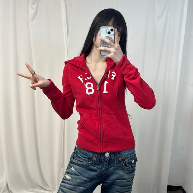 Abercrombie red zip-up hoodie