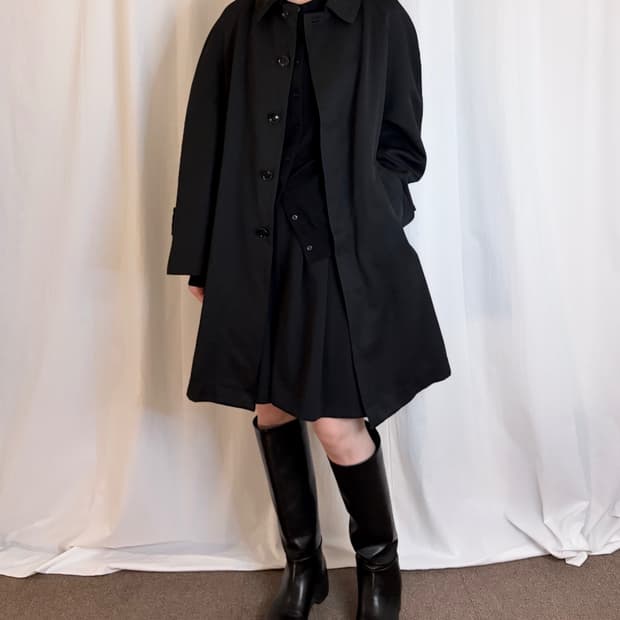 Hidden Button Midi Mac Coat - Black