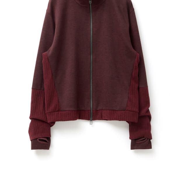 해칭룸 더블 슬리브 트랙 가디건 다크레드 3