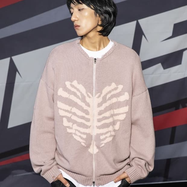 엑스톤즈 XTK037 보운 니트 집업 (VINTAGE PINK)