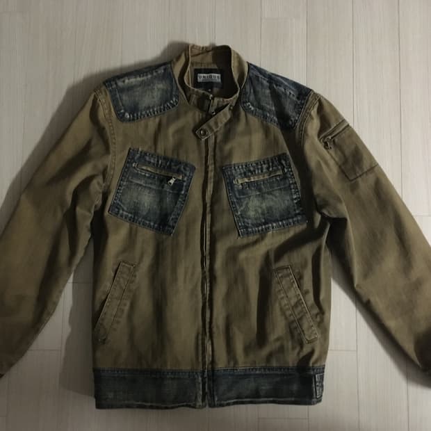 워시드 데님 패치워크 밀리터리 자켓