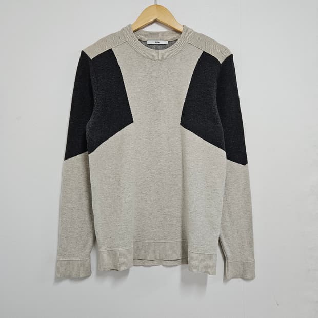 95 SYSTEM 시스템옴므 아이보리 컬러 블록 니트