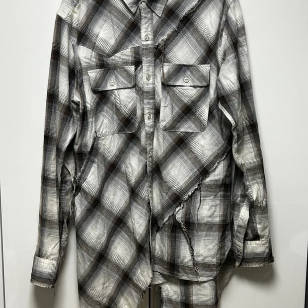 미하라 야스히로 Destroyed Check Shirt