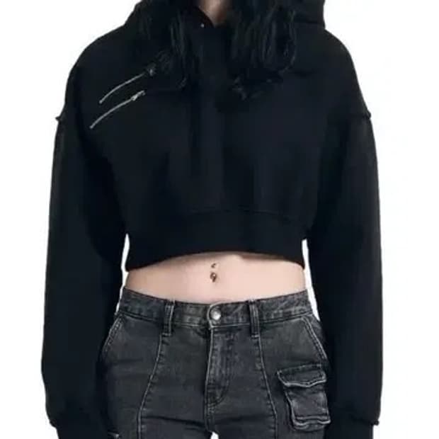 보헤미안서울 TWO ZIPPER CROP HOODY
