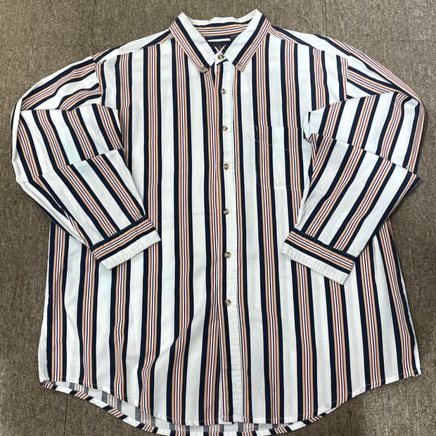 (XL) Basic Editions 빈티지 스트라이프 웨스턴 셔츠