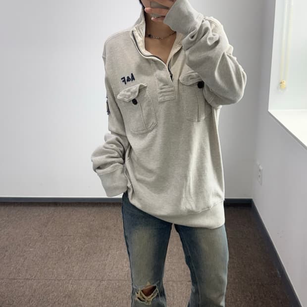 Abercrombie 아베크롬비 반집업 투포켓 롱슬리브