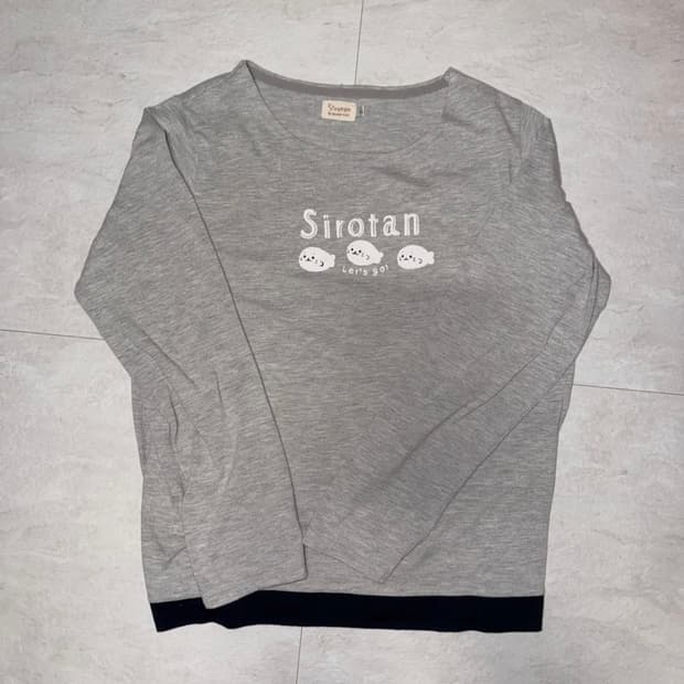 시로탄 프린팅 긴팔 티셔츠 그레이