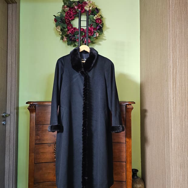 캐시미어100% 밍크배색 코트