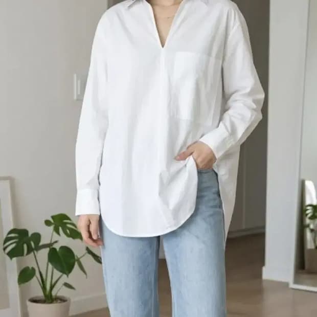 코스 화이트 오버핏 셔츠