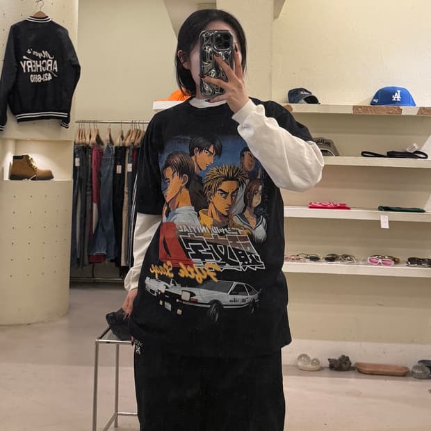 빈티지 이니셜D 프린팅 반팔 티셔츠 U1281