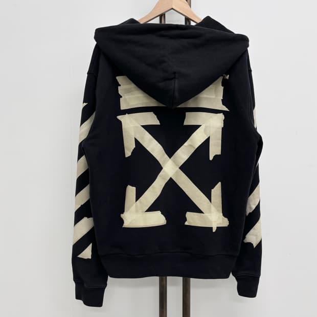 [L]오프화이트 테이프 에로우 후드집업