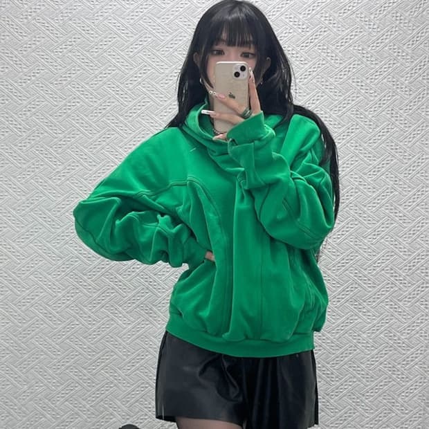 그레일즈 레트로 스트릿 펑크 지오메트리 그린 후드티 2 C11506