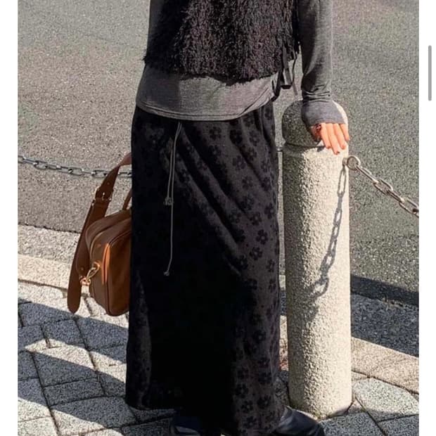 러브코드유 (made♥) velvet flower skirt