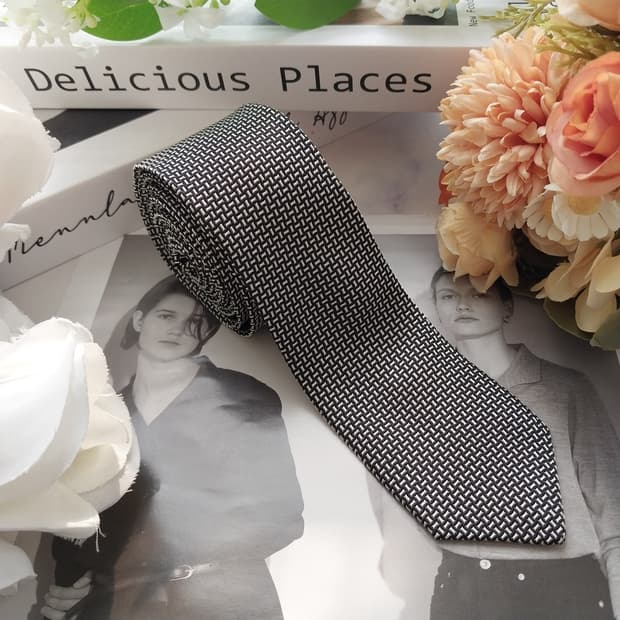 TIME 타임 넥타이 블랙 직조 패턴 5.2cm A+등급 K2282
