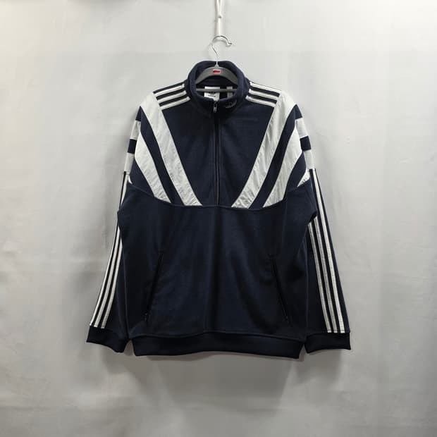 0157 아디다스 발란타 트랙탑 폴라 플리스 맨투맨 반집업 XL