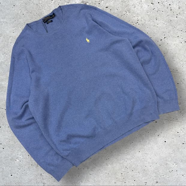[XL] 폴로 랄프로렌 피마코튼 블루 니트 스웨터 D236