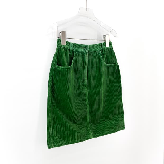 베네통 그린 코듀로이 스커트